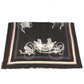 HERMES Monogram Shawl All-over print stole/shawl scarf with fringe shawl cotton / silk Brown Used
