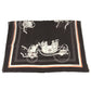 HERMES Monogram Shawl All-over print stole/shawl scarf with fringe shawl cotton / silk Brown Used