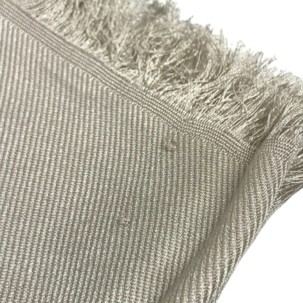 LOUIS VUITTON Monogram Shawl All-over print stole/shawl scarf with fringe shawl silk / wool Beige Used