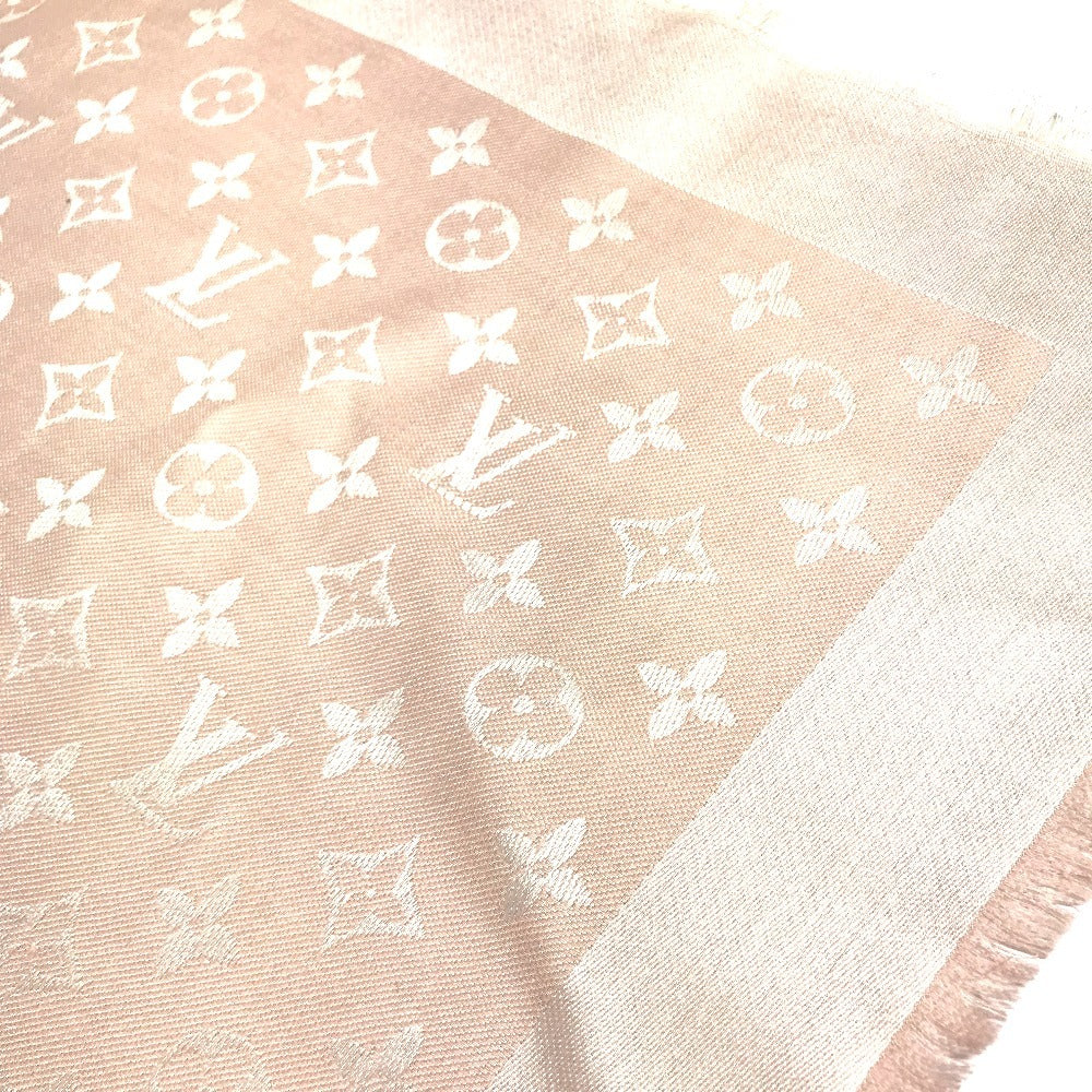LOUIS VUITTON 不明 Monogram Shawl All-over print stole/shawl scarf with fringe shawl wool / silk pink Used