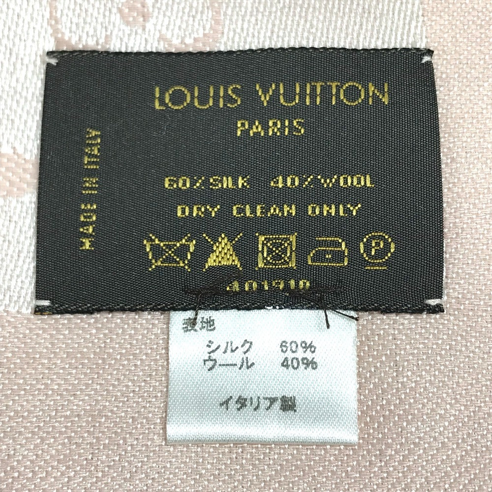 LOUIS VUITTON 不明 Monogram Shawl All-over print stole/shawl scarf with fringe shawl wool / silk pink Used