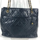 CHANEL vintage CC Logo CC Mark Matelasse Quilted Bag Tote Bag Double Chain Bag Shoulder Bag Leather Black/Gold Used