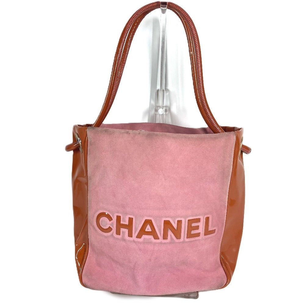 CHANEL CC logo CC Mark Camellia Tote Bag Shoulder Tote Shoulder Bag suede / Leather pink Used