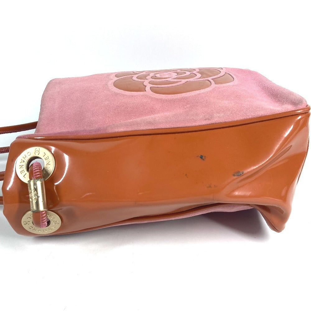 CHANEL CC logo CC Mark Camellia Tote Bag Shoulder Tote Shoulder Bag suede / Leather pink Used