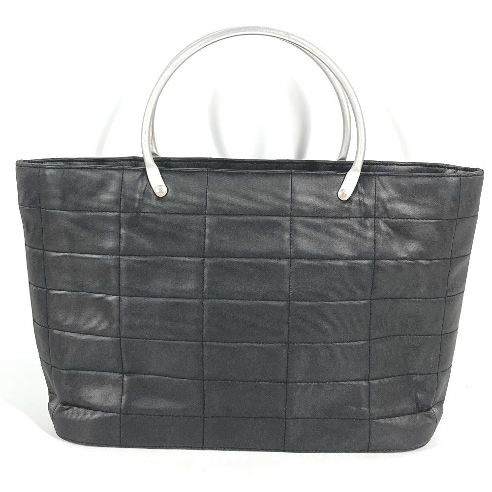 CHANEL Chocolate bar Metal handle CC CC Mark Russian Bag Tote Bag Hand Bag Nylon canvas Black Used