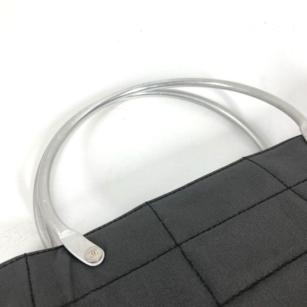 CHANEL Chocolate bar Metal handle CC CC Mark Russian Bag Tote Bag Hand Bag Nylon canvas Black Used