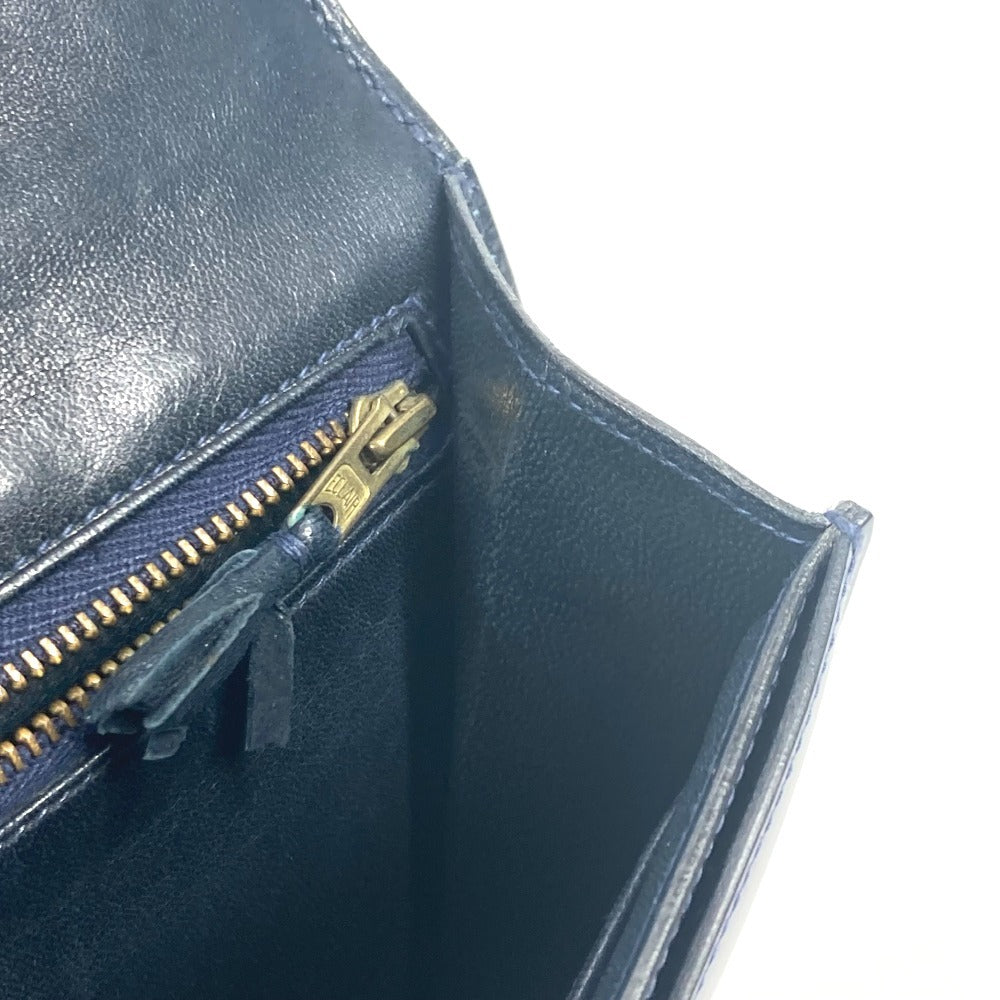 HERMES ヴィンテージ アルカザール カバン 肩掛け Wチェーンバッグ フラップ ショルダーバッグ ボックスカーフ レディース ネイビー