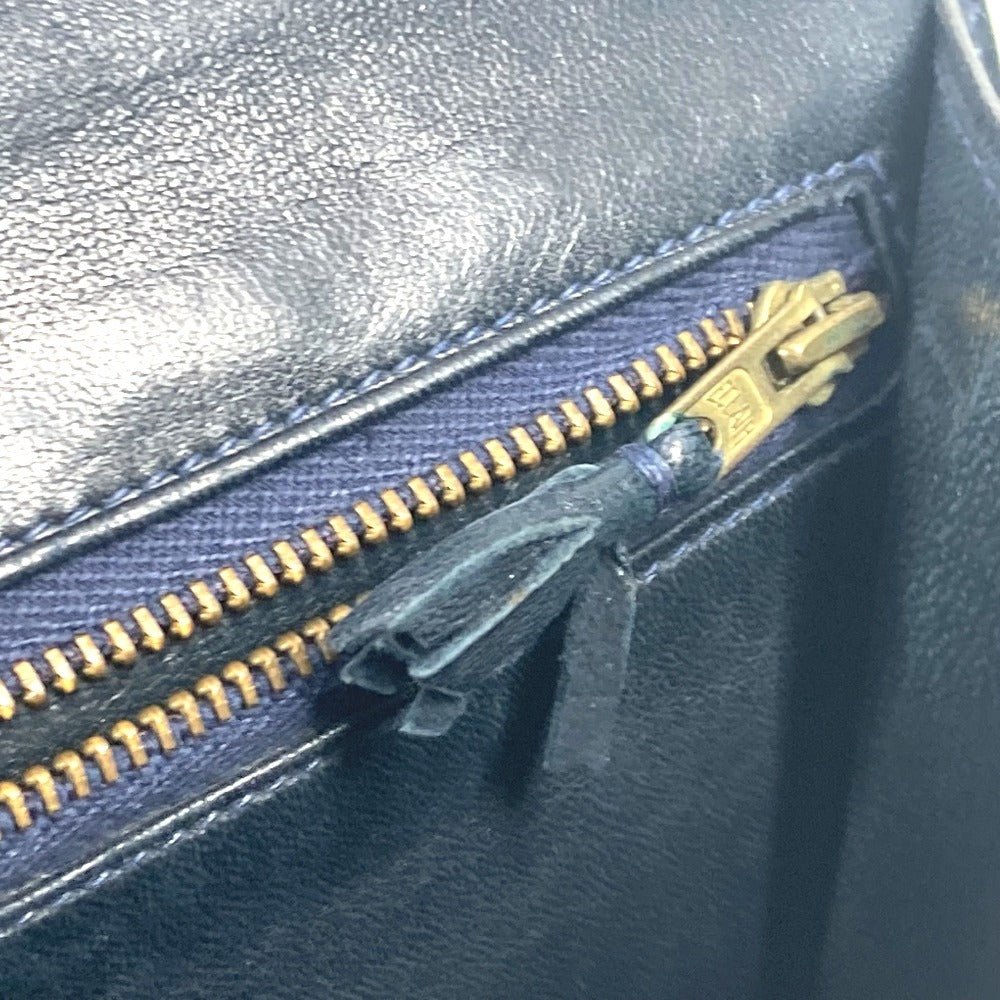 HERMES ヴィンテージ アルカザール カバン 肩掛け Wチェーンバッグ フラップ ショルダーバッグ ボックスカーフ レディース ネイビー