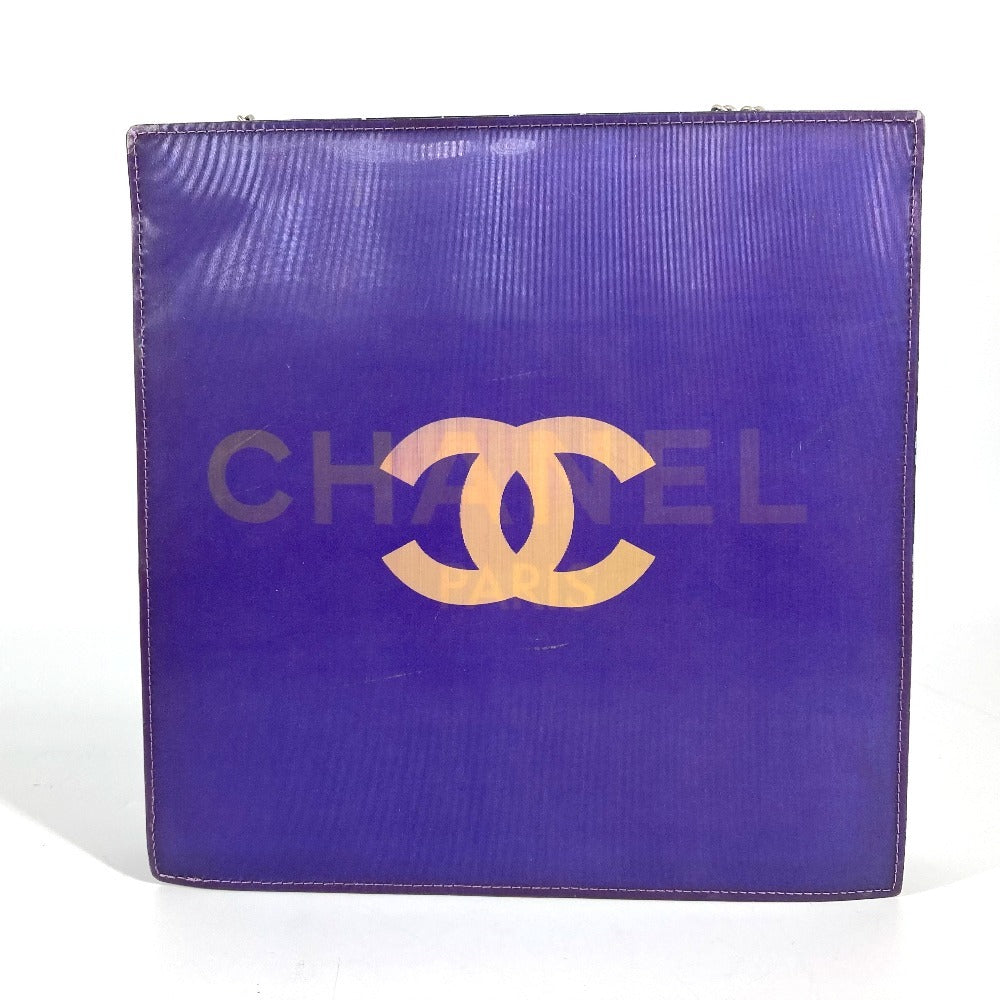 CHANEL ホログラム CC ココマーク Wチェーンバッグ カバン 肩掛け ショルダーバッグ PVC/レザー レディース パープル