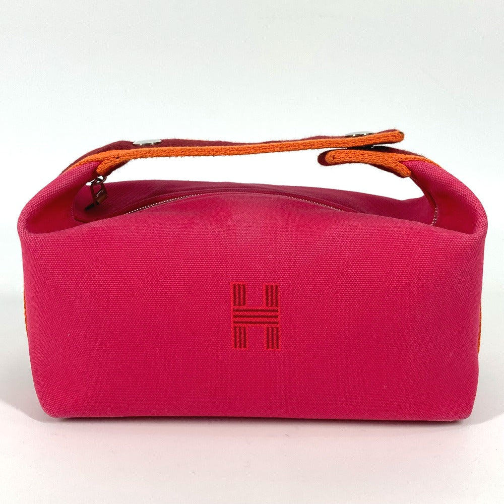 HERMES ポーチ ブリッドアブラックPM カバン バニティバッグ キャンバス ハンドバッグ キャンバス レディース ピンク