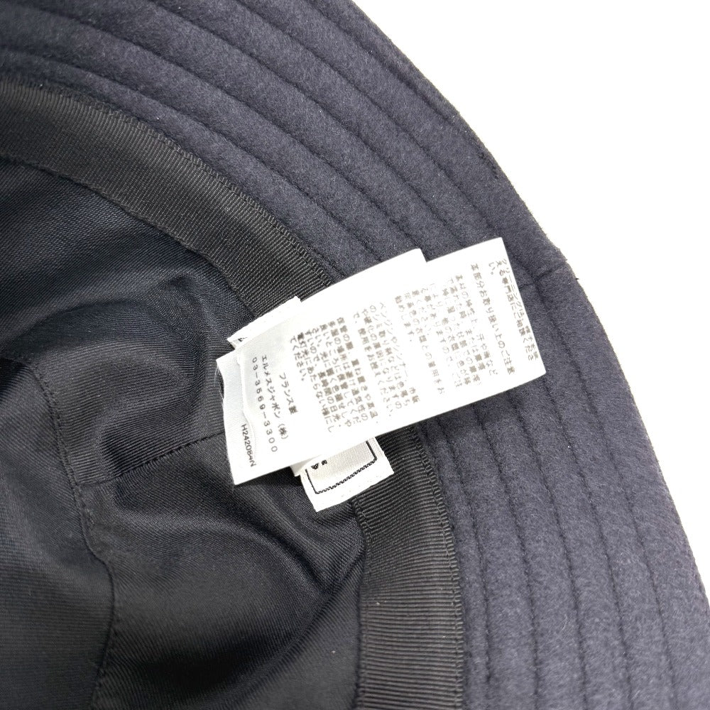 HERMES H242084N ハット 《フレッド・Hカット》 ウールジャージー 帽子 バケットハット ハット ウール メンズ ネイビー