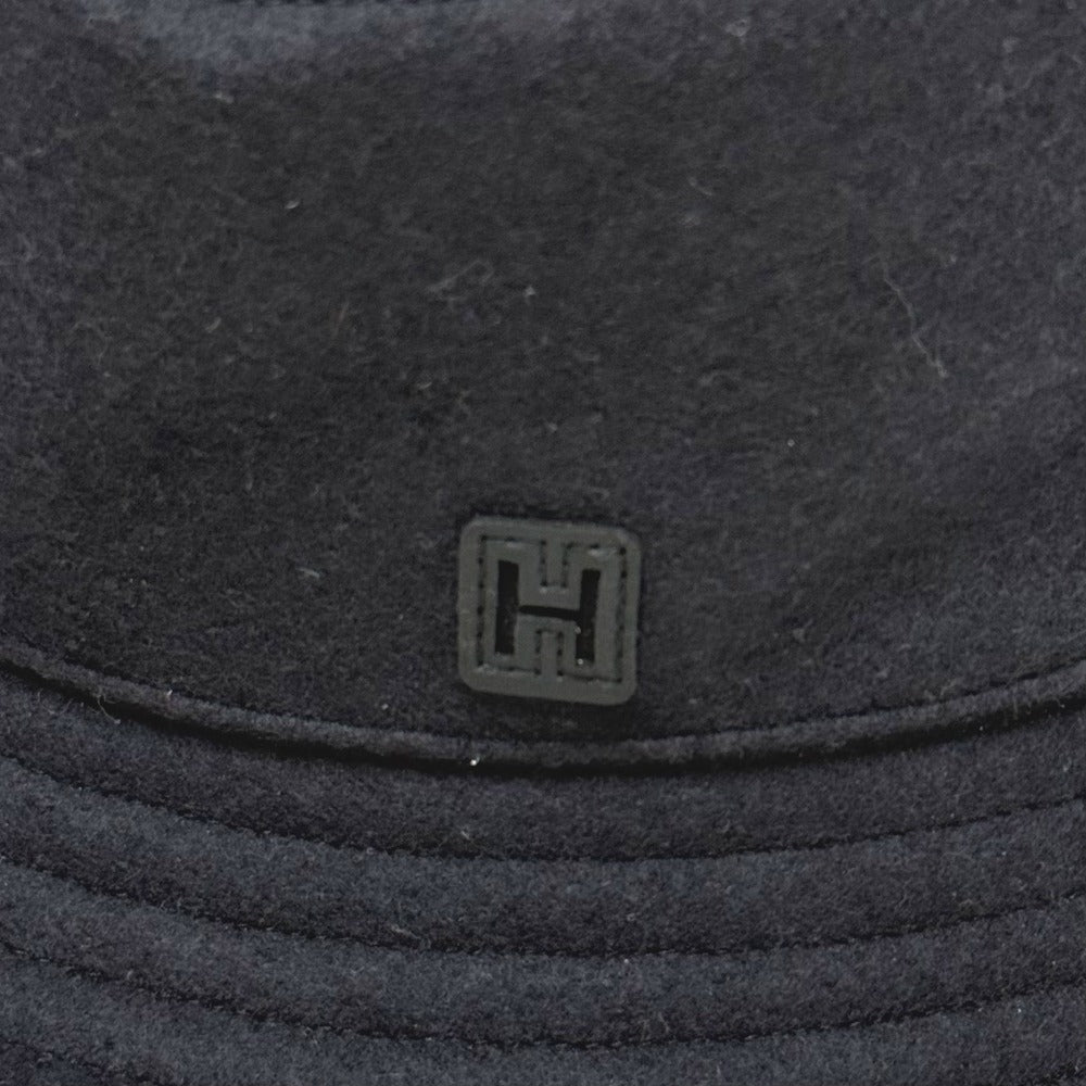 HERMES H242084N ハット 《フレッド・Hカット》 ウールジャージー 帽子 バケットハット ハット ウール メンズ ネイビー