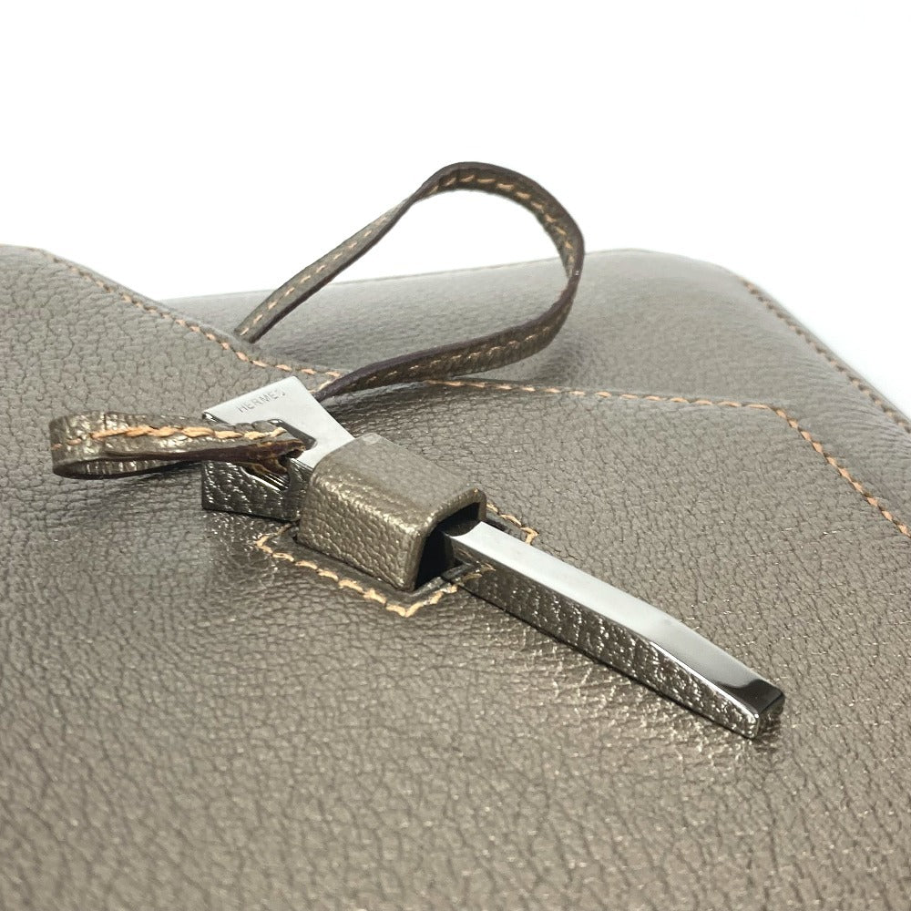 HERMES 2005 エンベロープ 肩掛け ハンドバッグ カバン アクセサリーポーチ ショルダーバッグ シェーブル レディース ゴールド