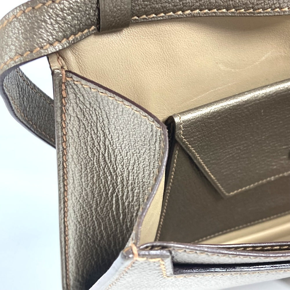 HERMES 2005 エンベロープ 肩掛け ハンドバッグ カバン アクセサリーポーチ ショルダーバッグ シェーブル レディース ゴールド