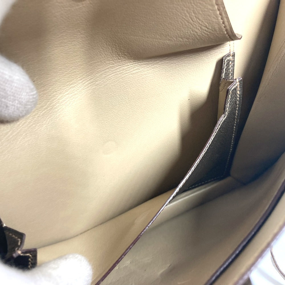 HERMES 2005 エンベロープ 肩掛け ハンドバッグ カバン アクセサリーポーチ ショルダーバッグ シェーブル レディース ゴールド