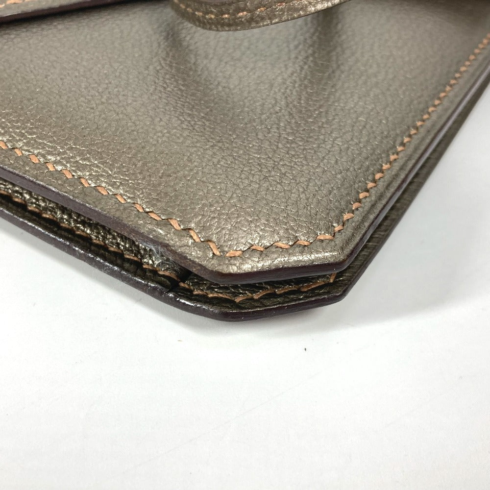 HERMES 2005 エンベロープ 肩掛け ハンドバッグ カバン アクセサリーポーチ ショルダーバッグ シェーブル レディース ゴールド