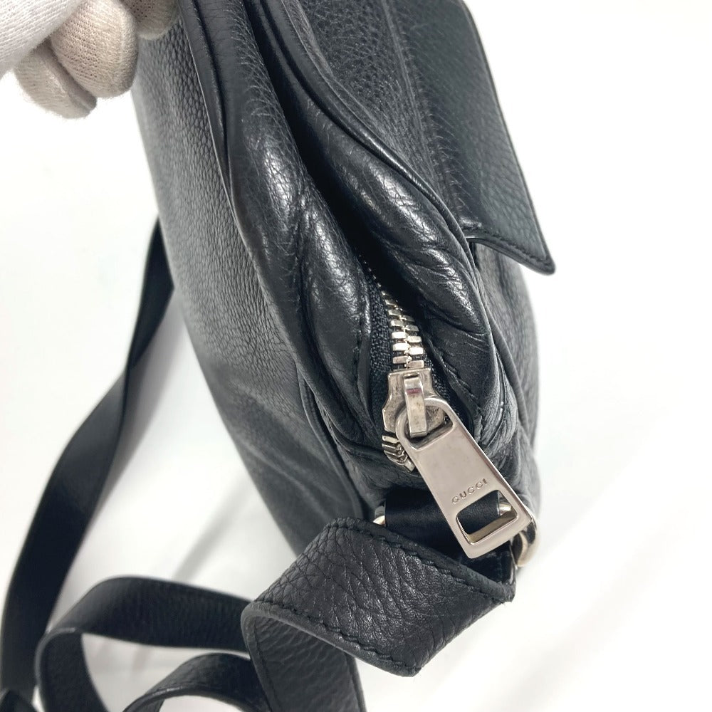 GUCCI 337084 Logo Interlocking G Bag Pouch Pochette Crossbody Shoulder Bag Leather Unisex Black