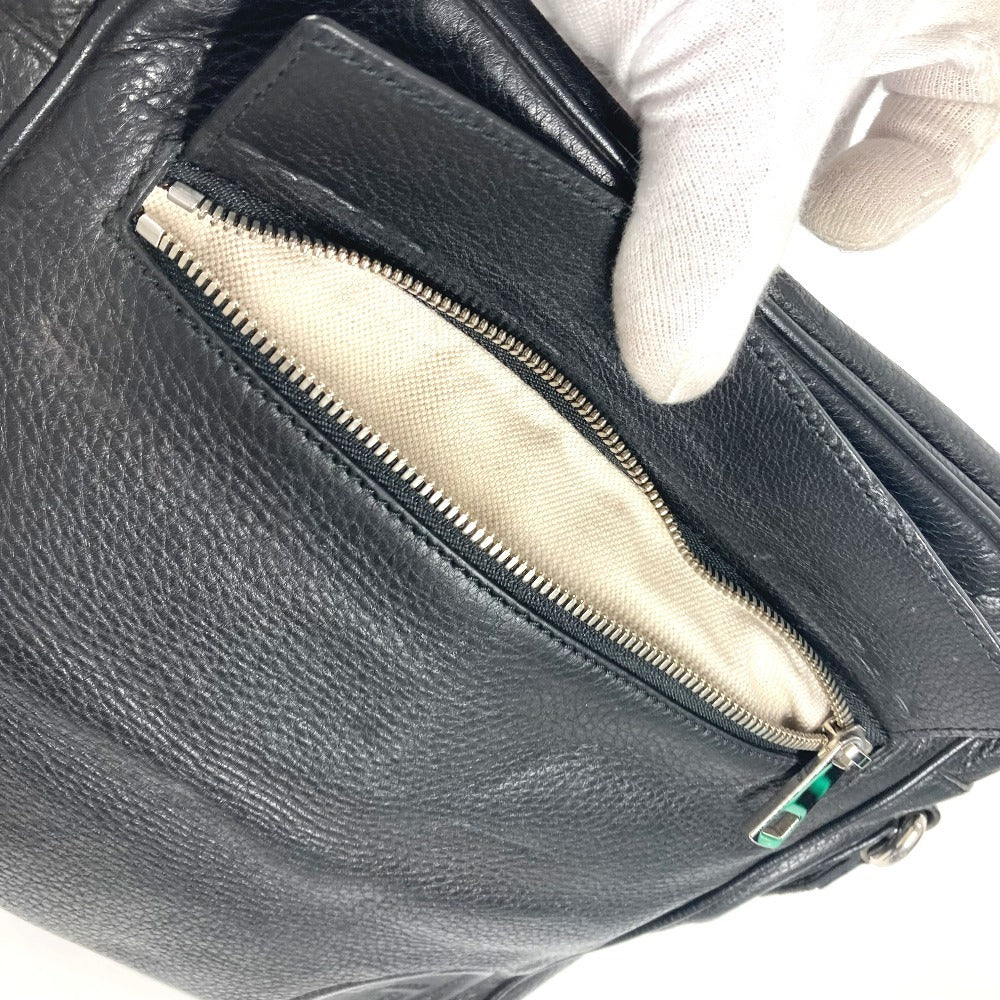GUCCI 337084 Logo Interlocking G Bag Pouch Pochette Crossbody Shoulder Bag Leather Unisex Black