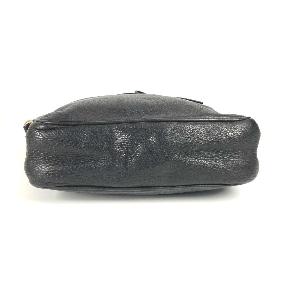 GUCCI 337084 Logo Interlocking G Bag Pouch Pochette Crossbody Shoulder Bag Leather Unisex Black