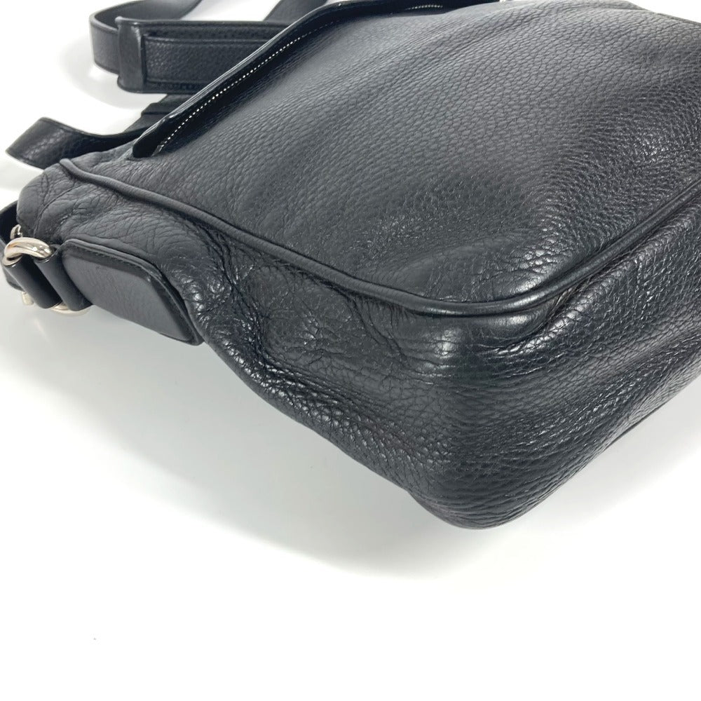 GUCCI 337084 Logo Interlocking G Bag Pouch Pochette Crossbody Shoulder Bag Leather Unisex Black