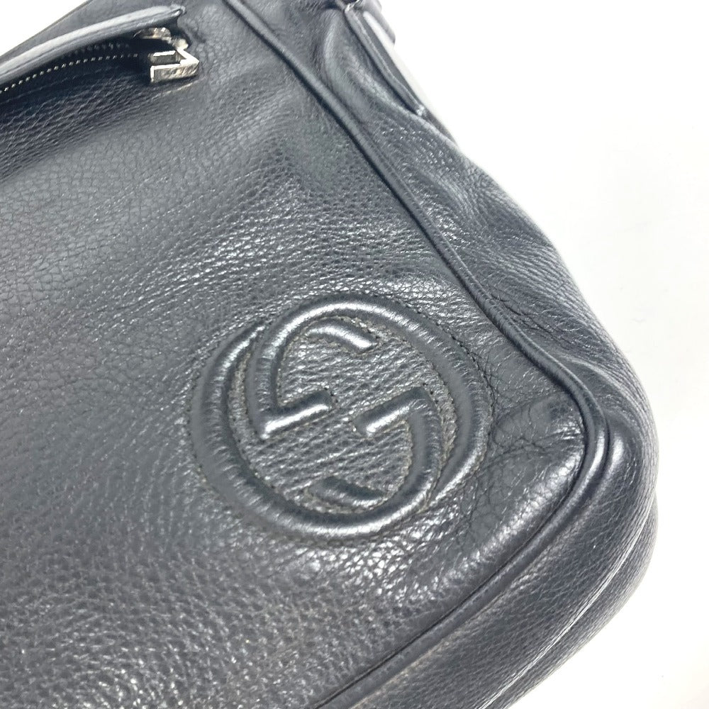 GUCCI 337084 Logo Interlocking G Bag Pouch Pochette Crossbody Shoulder Bag Leather Unisex Black