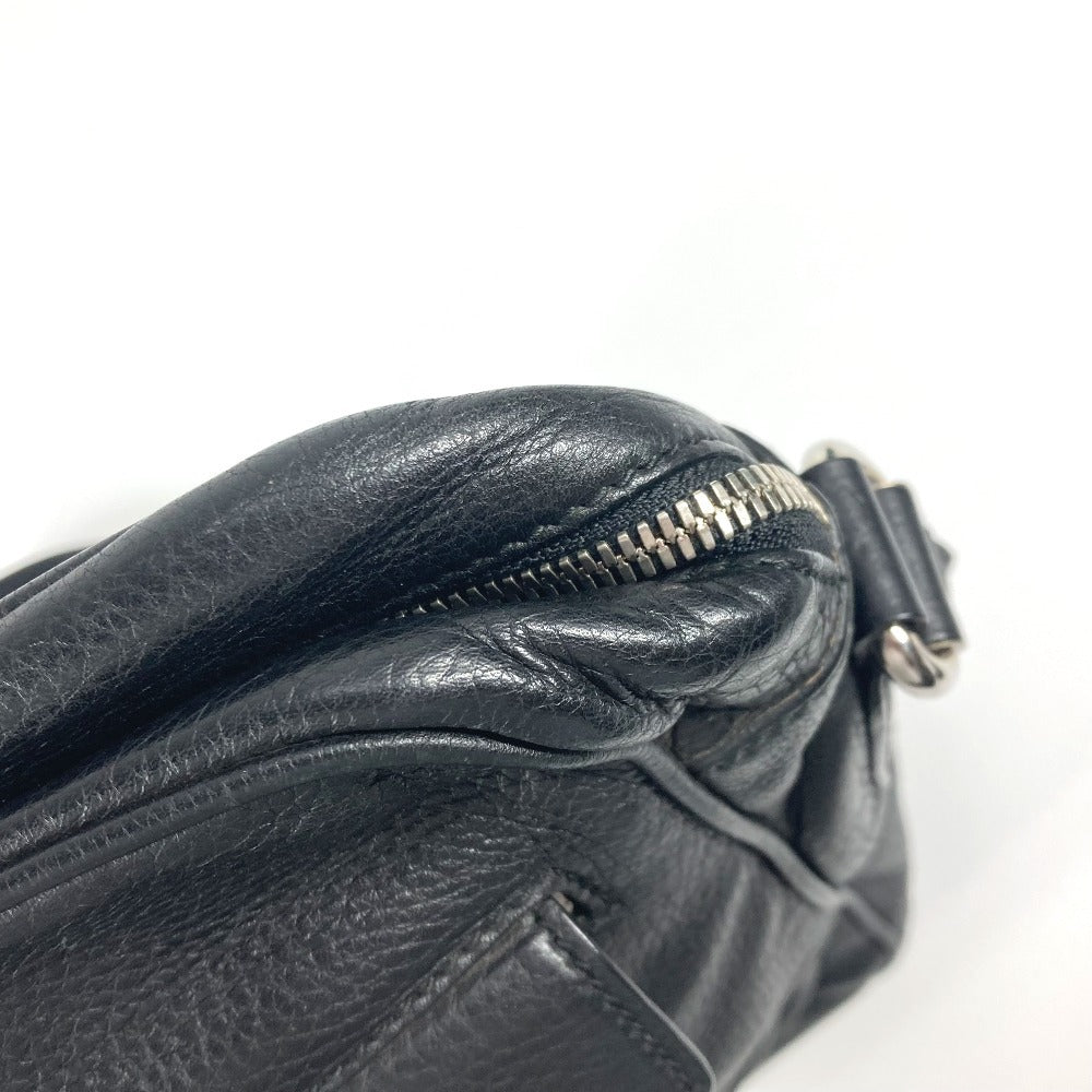 GUCCI 337084 Logo Interlocking G Bag Pouch Pochette Crossbody Shoulder Bag Leather Unisex Black