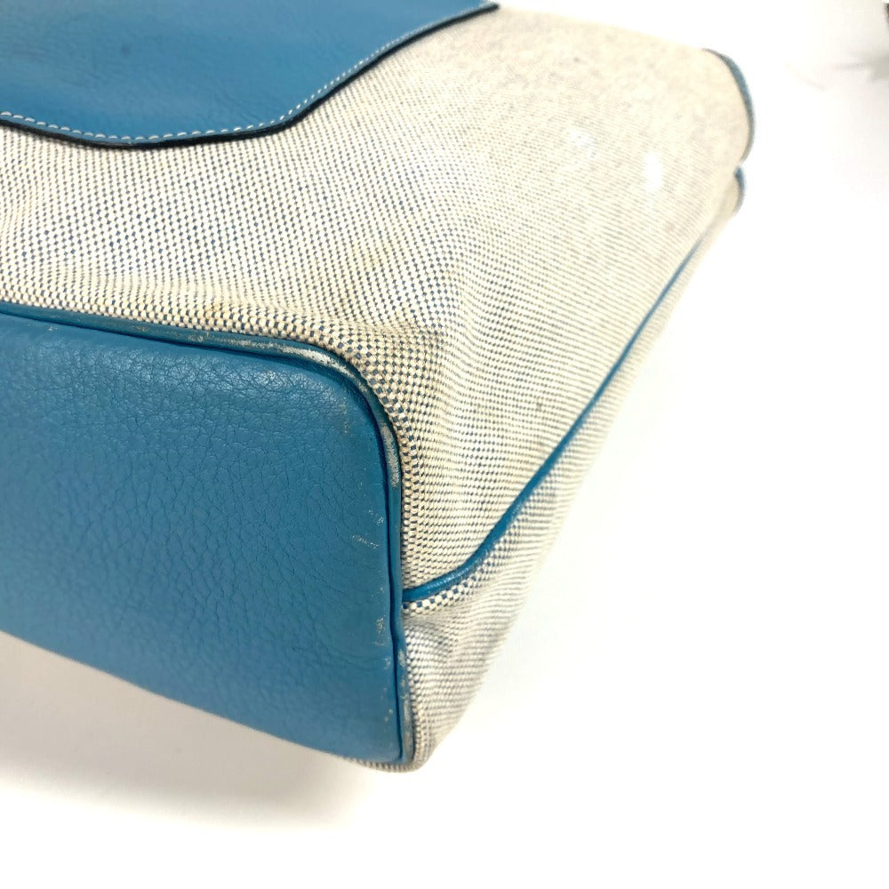 HERMES 肩掛け トートバッグ カバン ジャルディニエPM 縦型 ショルダーバッグ レザー/キャンバス ユニセックス ブルー