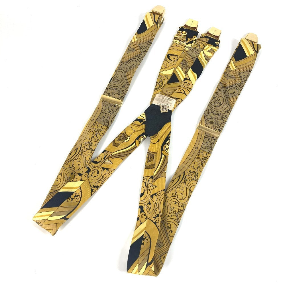 HERMES All-Over Print Accessory Suspenders, Silk, Unisex, Yellow