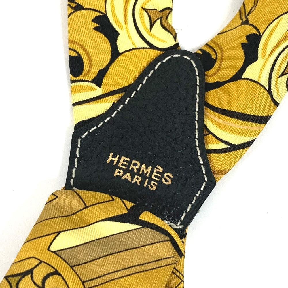 HERMES All-Over Print Accessory Suspenders, Silk, Unisex, Yellow