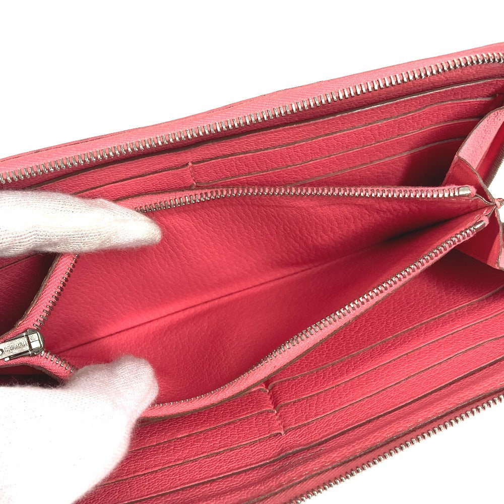 HERMES Perforated Logo Evelyn Azap Long Wallet Round Zipper Long Wallet Chevre Women's Pink