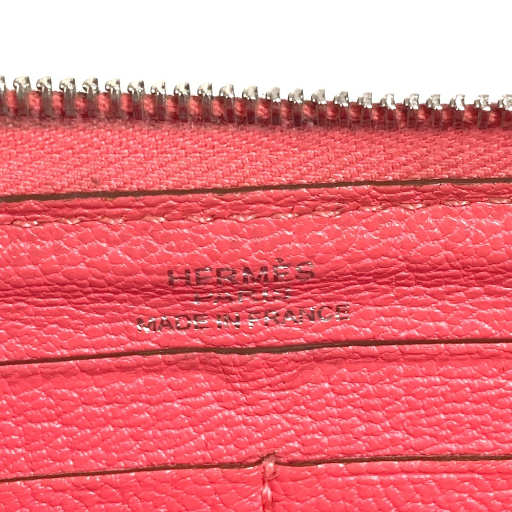 HERMES Perforated Logo Evelyn Azap Long Wallet Round Zipper Long Wallet Chevre Women's Pink