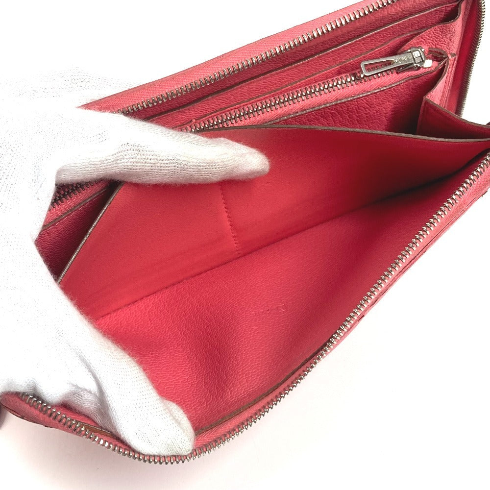 HERMES Perforated Logo Evelyn Azap Long Wallet Round Zipper Long Wallet Chevre Women's Pink