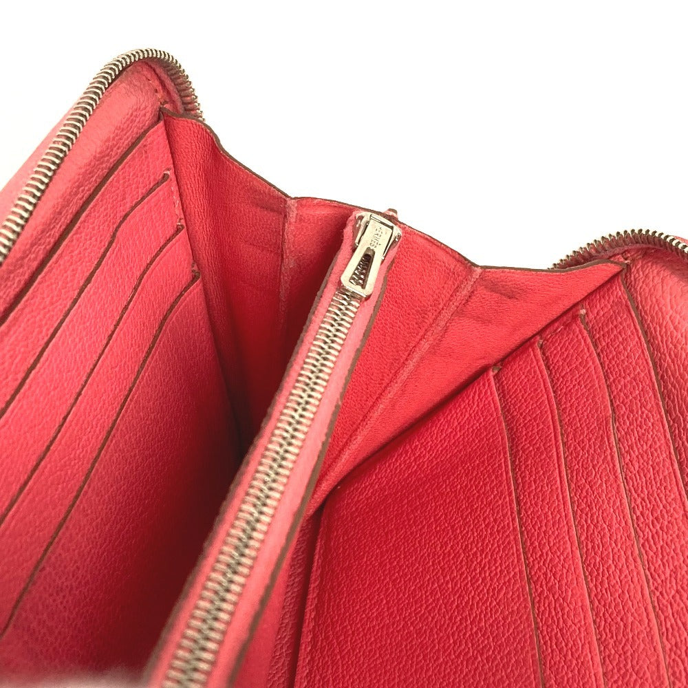 HERMES Perforated Logo Evelyn Azap Long Wallet Round Zipper Long Wallet Chevre Women's Pink