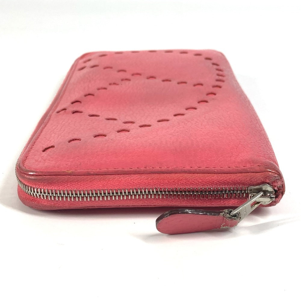 HERMES Perforated Logo Evelyn Azap Long Wallet Round Zipper Long Wallet Chevre Women's Pink
