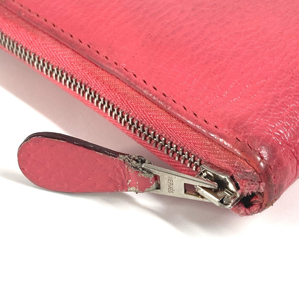 HERMES Perforated Logo Evelyn Azap Long Wallet Round Zipper Long Wallet Chevre Women's Pink