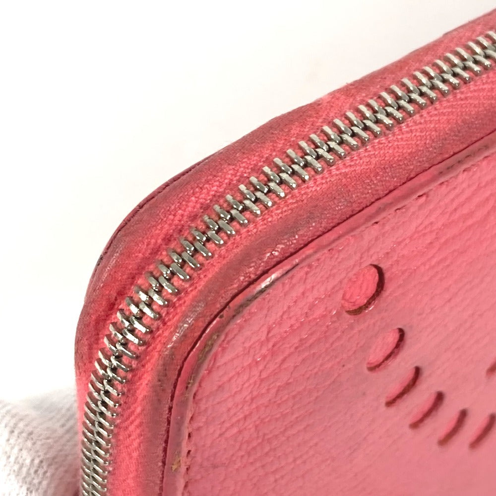 HERMES Perforated Logo Evelyn Azap Long Wallet Round Zipper Long Wallet Chevre Women's Pink