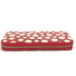 LOUIS VUITTON M91572 Vernis Dot Infinity Zippy Wallet, a collaboration with Yayoi Kusama. This long wallet is made of patent leather and is available in red.