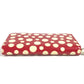 LOUIS VUITTON M91572 Vernis Dot Infinity Zippy Wallet, a collaboration with Yayoi Kusama. This long wallet is made of patent leather and is available in red.