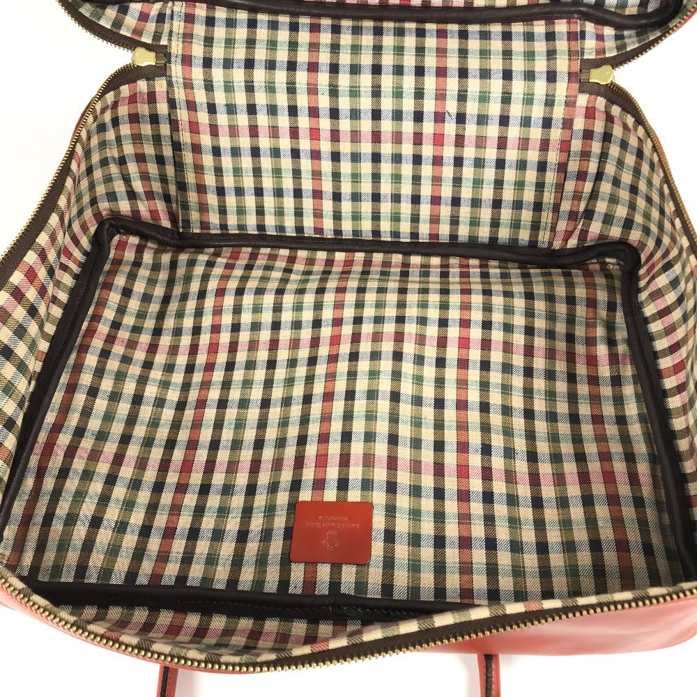 SWAINE ADENEY BRIGG Checked Interior Travel Bag, Handbag, Travel Bag, Boston Bag, Leather, Unisex, Burgundy