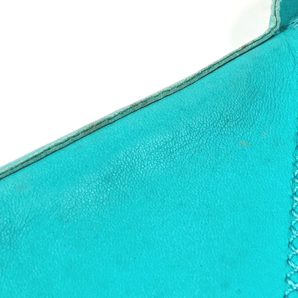 HERMES Tassel Fringe Sac Pompon Crossbody Pochette Shoulder Bag Leather Women's Turquoise Blue