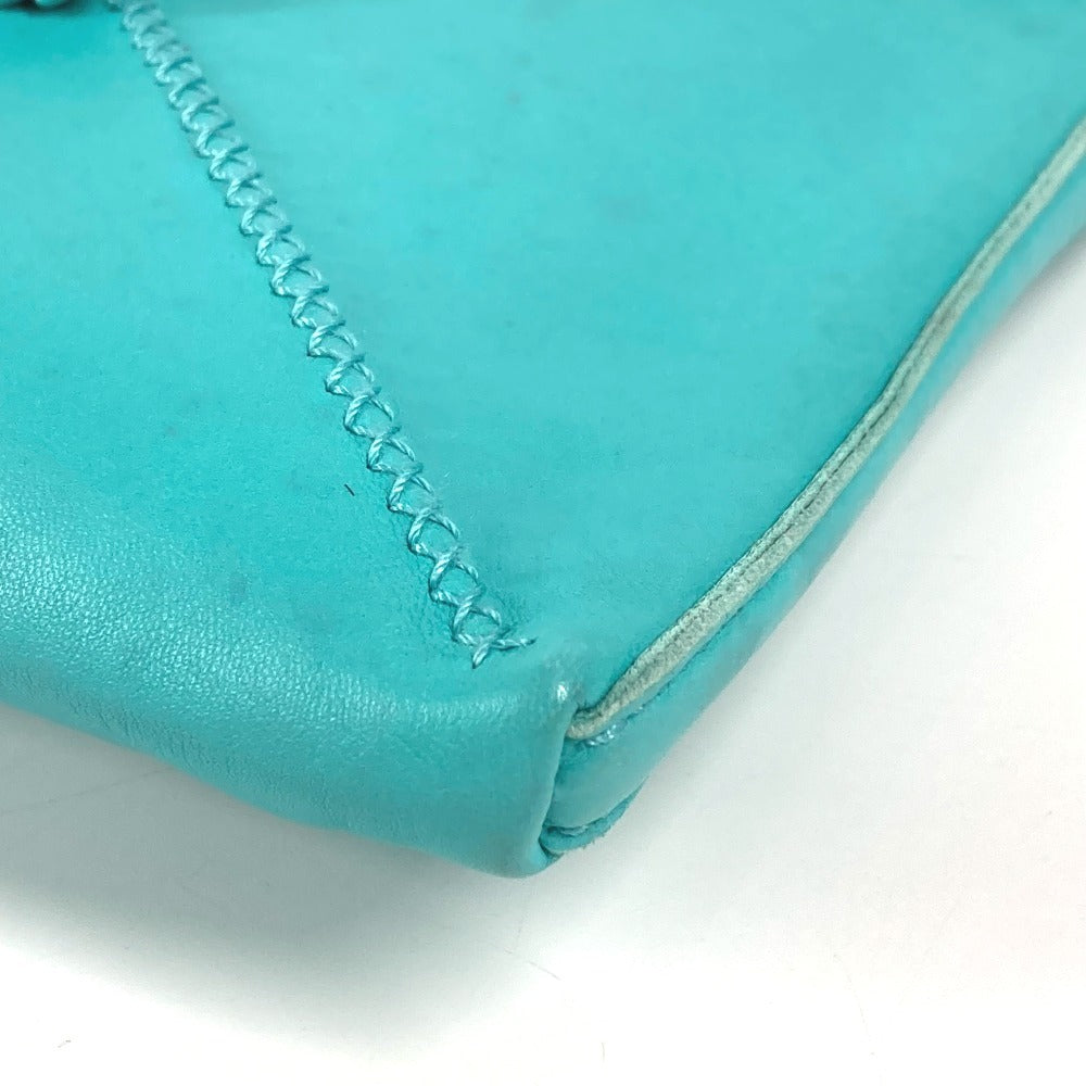 HERMES Tassel Fringe Sac Pompon Crossbody Pochette Shoulder Bag Leather Women's Turquoise Blue