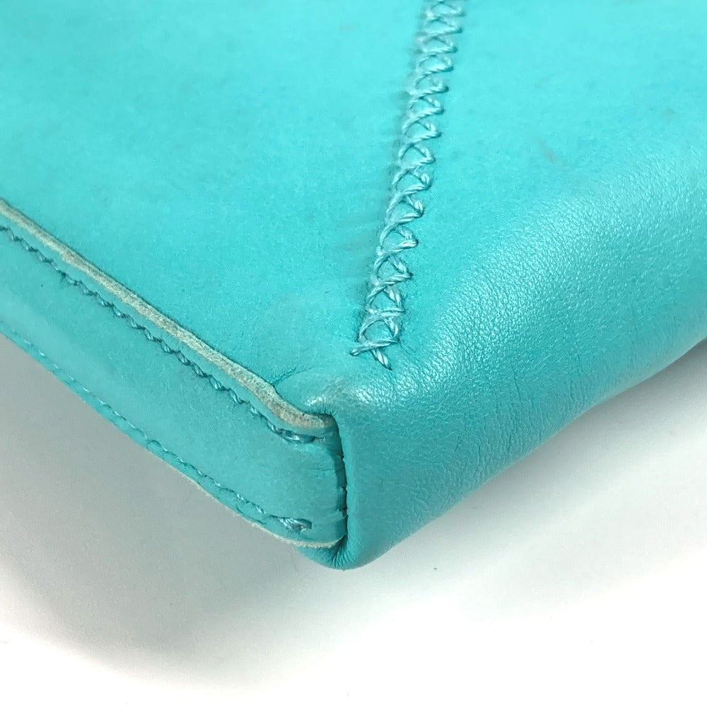 HERMES Tassel Fringe Sac Pompon Crossbody Pochette Shoulder Bag Leather Women's Turquoise Blue