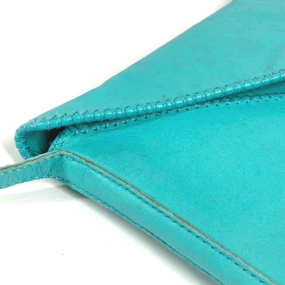 HERMES Tassel Fringe Sac Pompon Crossbody Pochette Shoulder Bag Leather Women's Turquoise Blue