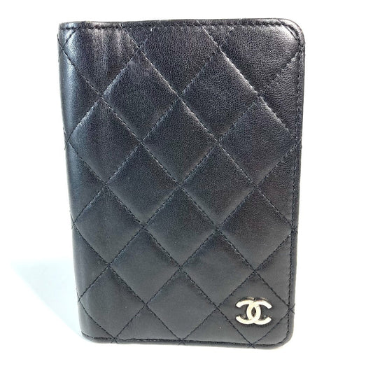 CHANEL CC ロゴ ココマーク マトラッセ キルティング カバー ケース ステーショナリー パスポートケース レザー ユニセックス ブラック