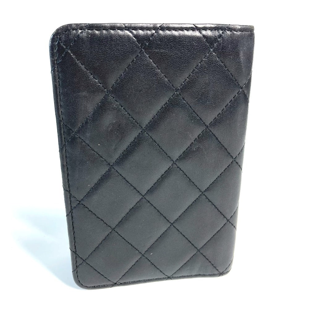 CHANEL CC ロゴ ココマーク マトラッセ キルティング カバー ケース ステーショナリー パスポートケース レザー ユニセックス ブラック
