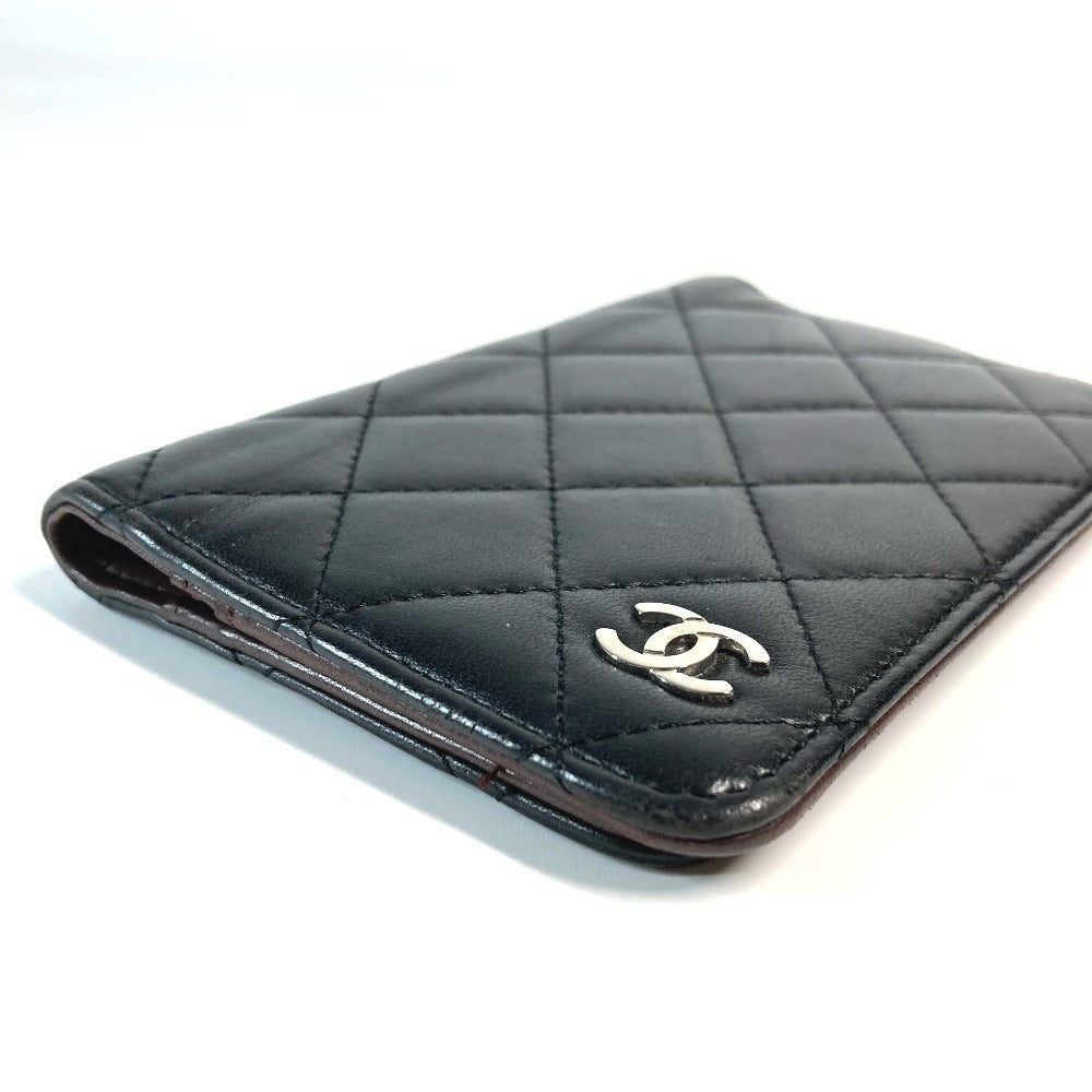 CHANEL CC ロゴ ココマーク マトラッセ キルティング カバー ケース ステーショナリー パスポートケース レザー ユニセックス ブラック