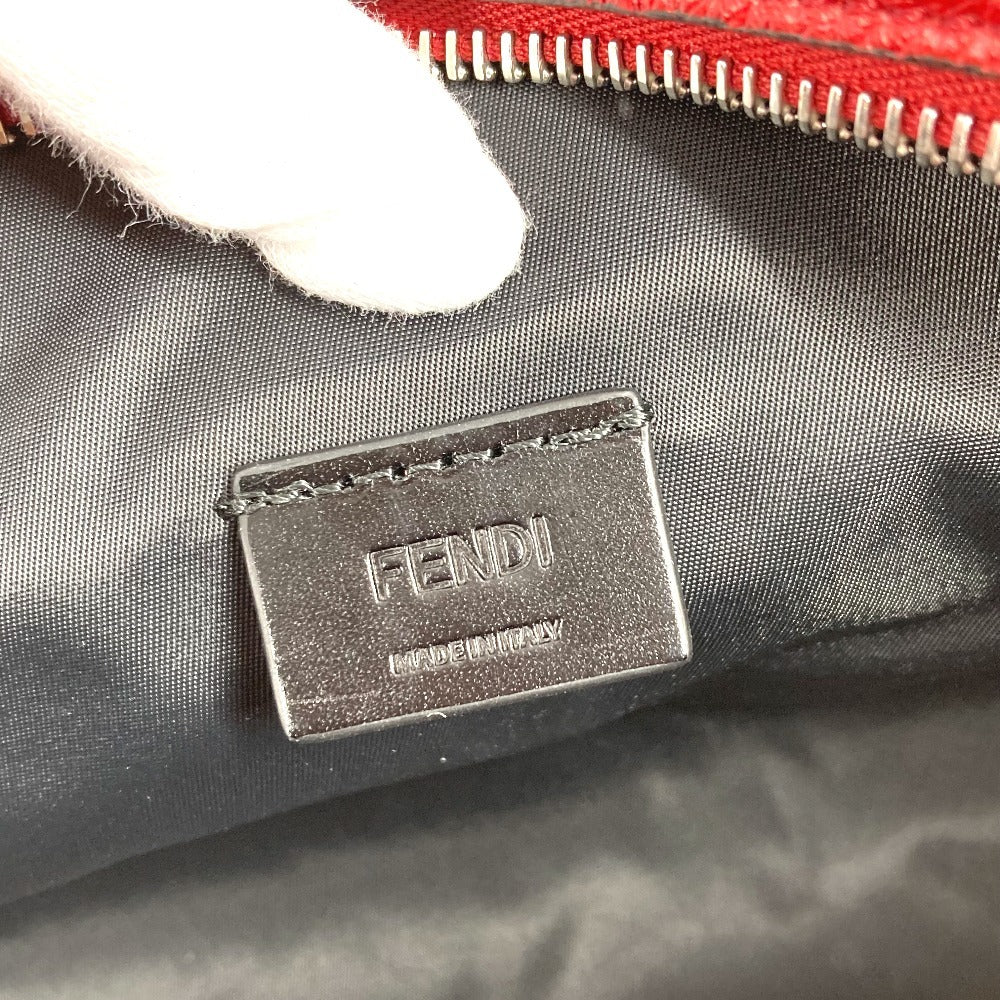 FENDI 7AS378 Handle Logo Clutch Bag/Second Bag Leather Unisex Red