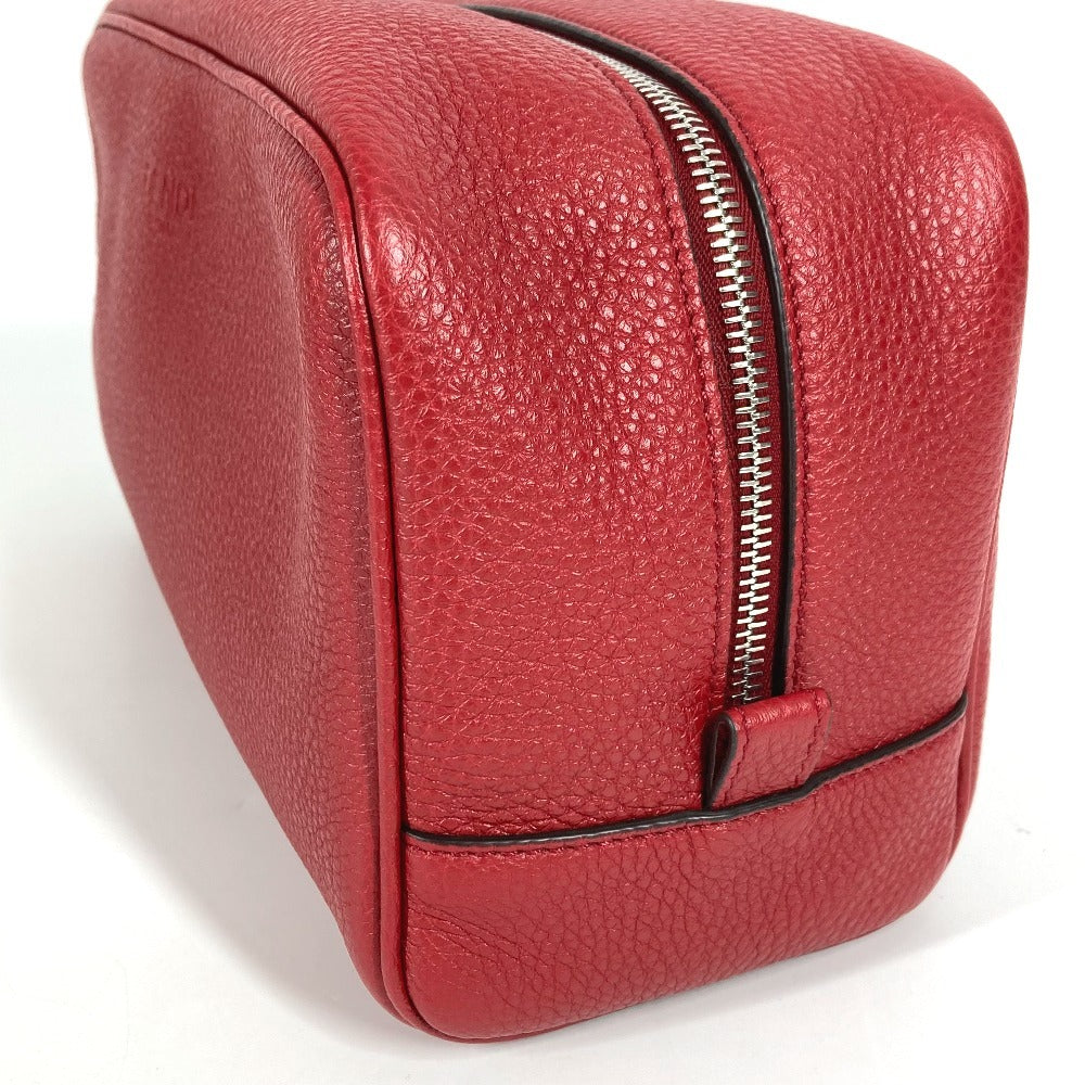 FENDI 7AS378 Handle Logo Clutch Bag/Second Bag Leather Unisex Red