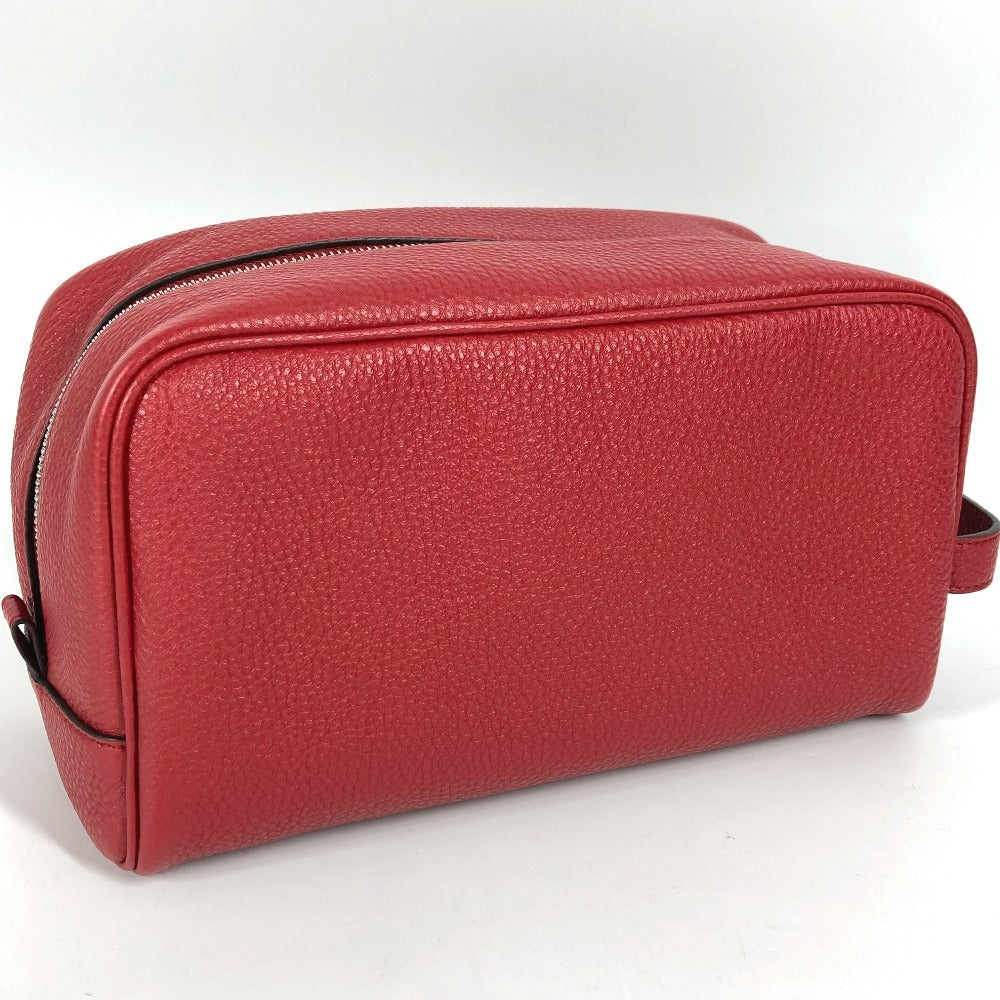 FENDI 7AS378 Handle Logo Clutch Bag/Second Bag Leather Unisex Red