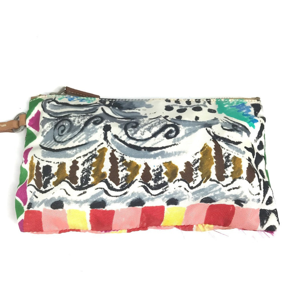 PRADA BR2515 Venetian Print All-Over Triangle Logo Plaque Shoulder Bag/Tote Bag in Vinyl/Leather, Multicolor